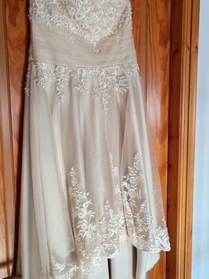 Formal asymmetrical evening dress jj'house used, beige, size L