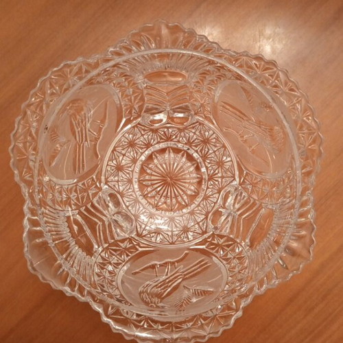 Hofbauer Byrdes vintage lead crystal fondue pot and bowl/ashtray set