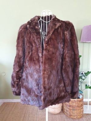 Women's mink fur used, brown, size Large - Extra large