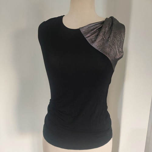 Armani vintage black silver viscose blouse S like new