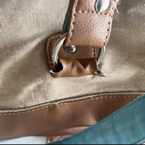Boho bag used, beige fabric with adjustable strap