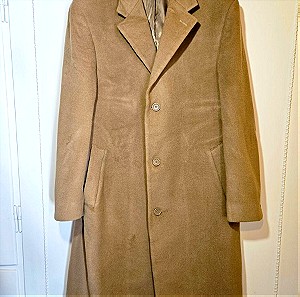 Αυθεντικό CALVIN KLEIN ανδρικό παλτό ανοιχτό καφέ μπεζ μάλλινο με κασμίρι, μέγεθος XL.