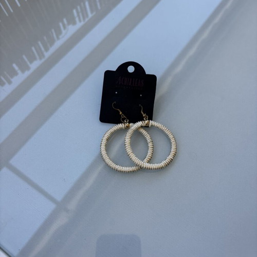 Hoop earrings beige with rope new