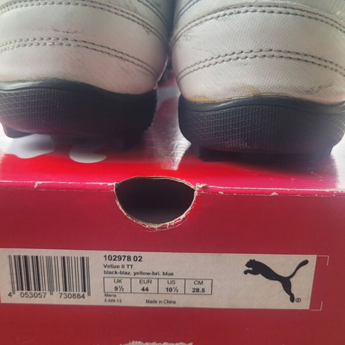 Puma athletic shoes size 44 new, white and blue leather with patterned sole