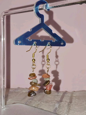 Handmade earrings with stones new in coral, brown and white shades