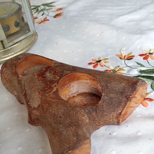 Wooden tealight holder for 2 candles like new, handmade natural wood