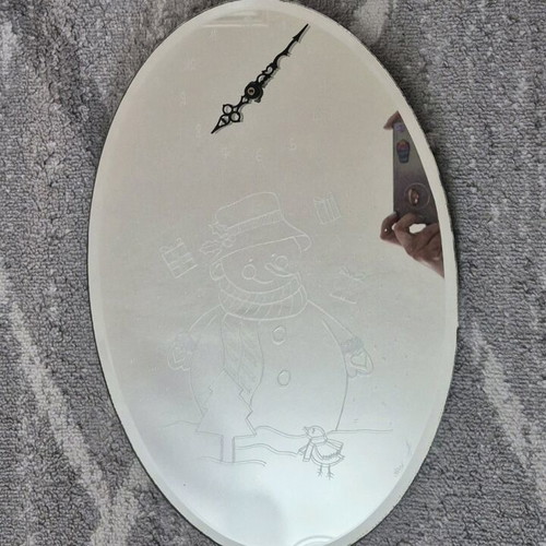 Christmas clock mirror oval like new
