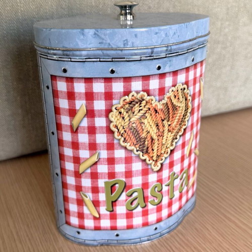 Vintage metal pasta storage tin new