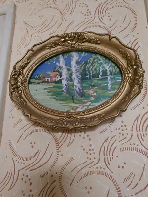 Small gobelin in frame like new, handmade