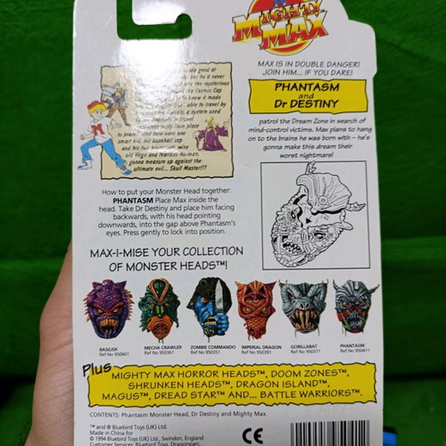 Bluebird Phantasm and Dr Destiny Monster Heads sealed card new