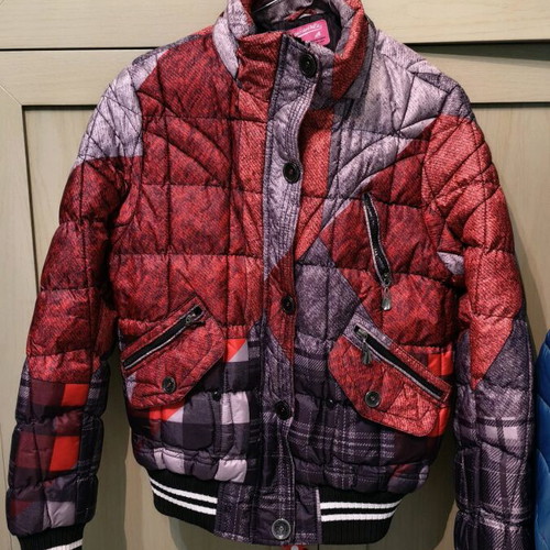 Unisex jacket without hood like new, gray and red, size L