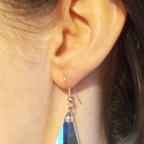 Earrings used, plastic with glitter