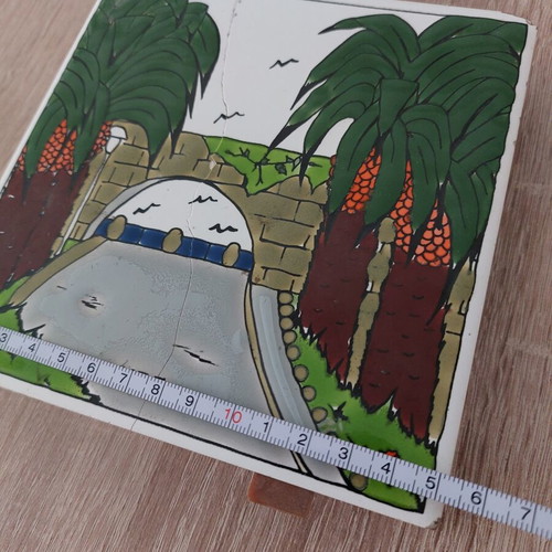 Decorative Kos 15 cm vintage with compartments and ceramic tile used