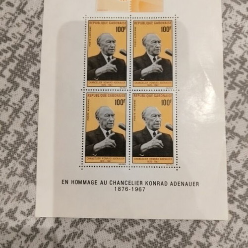 Gabon Stamp Sheet 1968 Tribute to Konrad Adenauer new