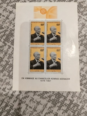 Gabon Stamp Sheet 1968 Tribute to Konrad Adenauer new