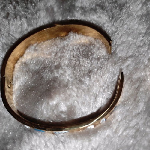 Steel bracelet cuff new, turquoise and gold