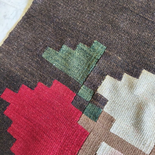Vintage handwoven runner rug used