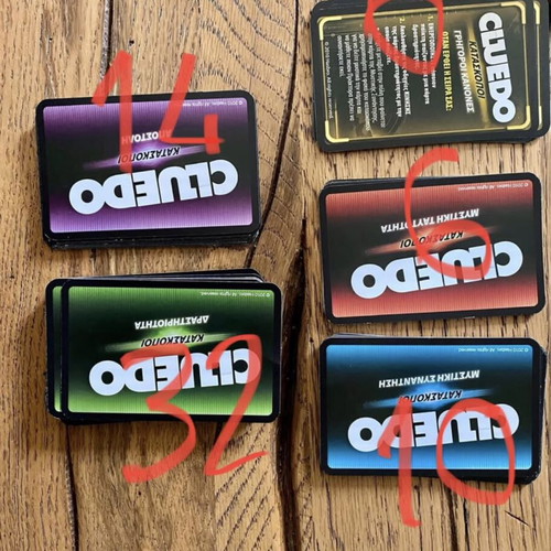 Cluedo Spy Board Game Cards used, complete set
