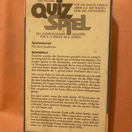 Quiz Spiel board game used with German quiz