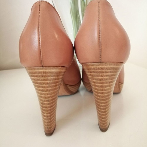 Fratelli Rossetti peep toe pumps used, beige size 38.5