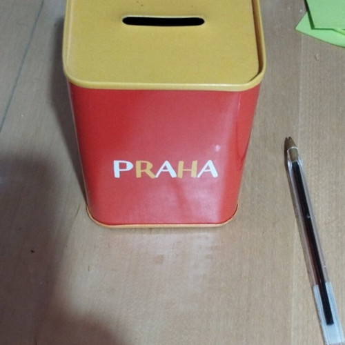 Metal souvenir money box from Prague like new, functional