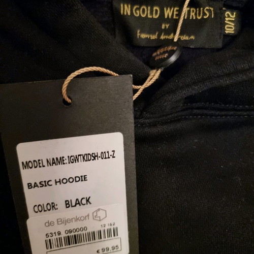 Hoodie kids new In Gold We Trust black for 10-12 years