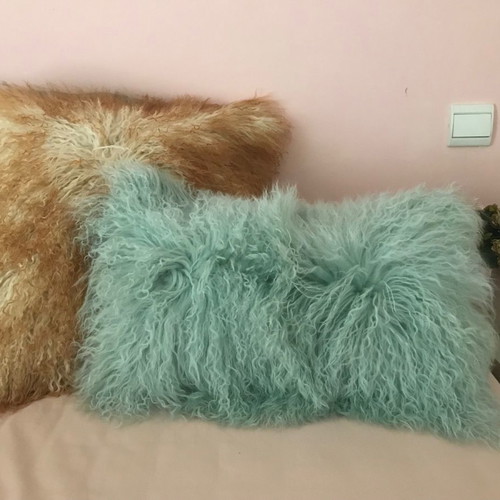 Furry sofa pillowcase new 50x50cm, 100% leather