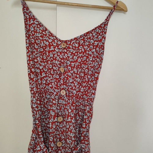 Maxi dress with flowers used, size Large, brick color