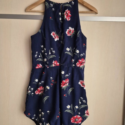 Stradivarius navy floral playsuit used