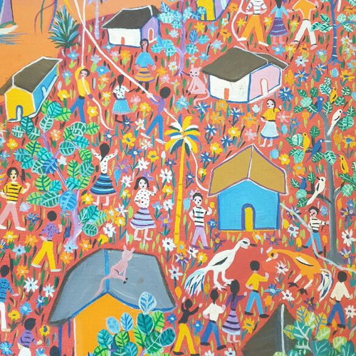 Naive Art oil painting 60x70 Juanita de Alvarez 1990 Caracas new