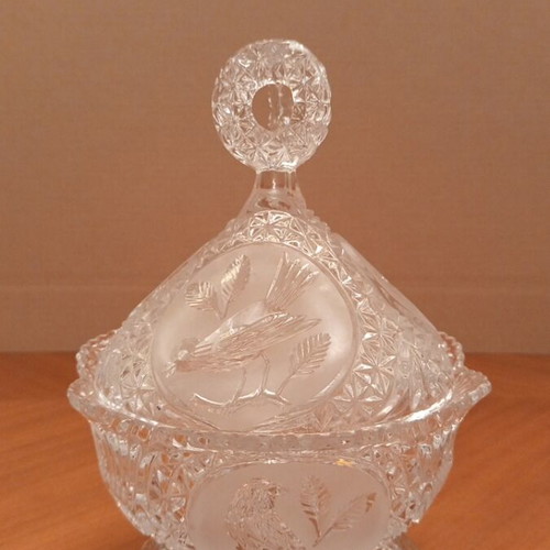 Hofbauer Byrdes vintage lead crystal fondue pot and bowl/ashtray set
