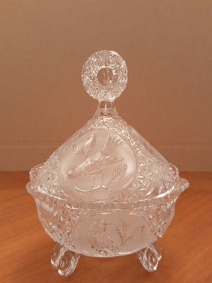 Hofbauer Byrdes vintage lead crystal fondue pot and bowl/ashtray set