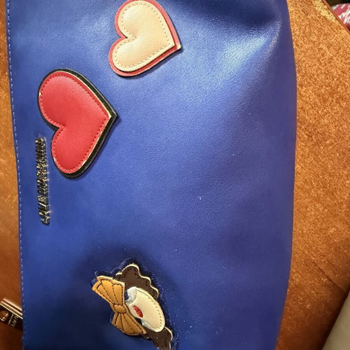 Love Moschino clutch bag used, synthetic leather, blue, 23x15 cm