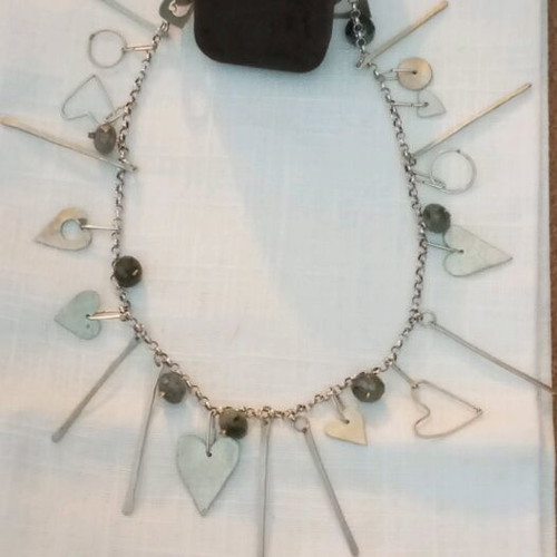 Silver 925 gold-plated necklace with mineral stones like new