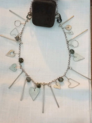 Silver 925 gold-plated necklace with mineral stones like new