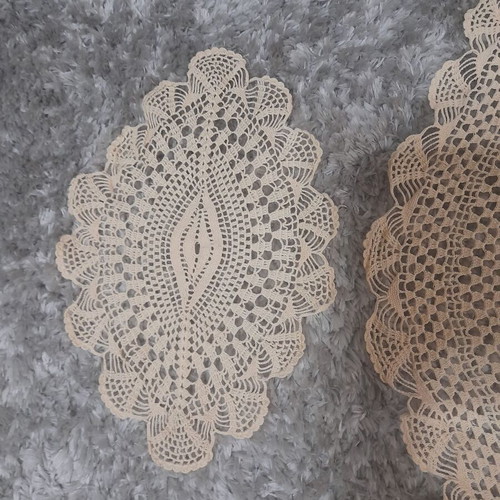 Set of 3 handmade placemats like new, ecru-beige