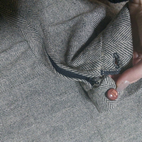 Wool skirt new, gray and beige, high waist, sizes S and M