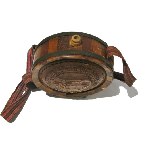 Wooden carved tsotra old traditional flask canteen like new