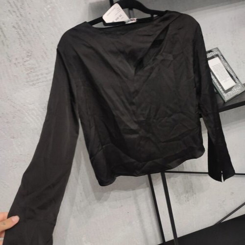 Paranoia black satin blouse new with tags, small size