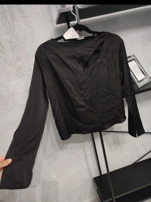 Paranoia black satin blouse new with tags, small size