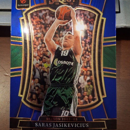 2025-26 Panini Select Euroleague Saras Jasikevicius Premier Blue Prizm card like new, PAO