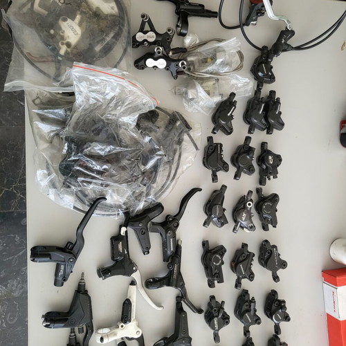 Hydraulic Disc Brake Parts used, levers and calipers for mineral oil