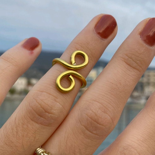 Stainless steel set of 3 handmade rings with nephrite gemstone