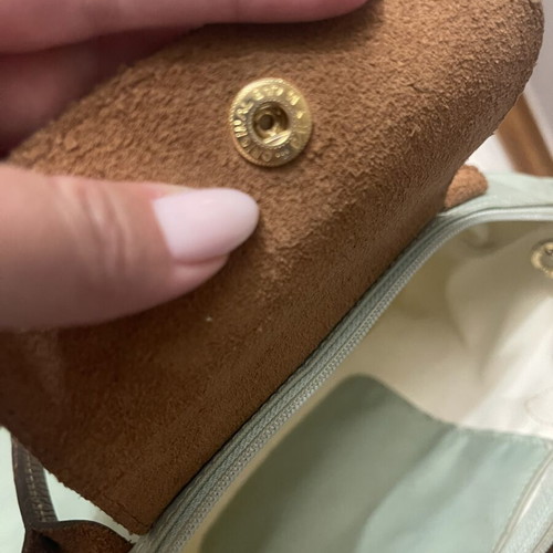 Longchamp Le Pliage Original handbag used, pastel celadon green