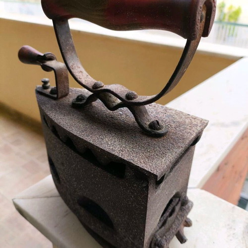 Antique iron used, late 19th century with base