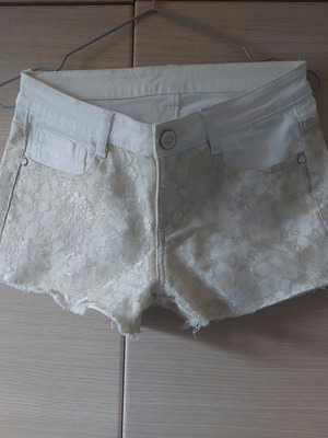 Vintage white shorts with gold lace and strass, size Small, like new
