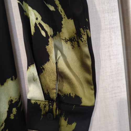Satin Wrap Maxi Dress Medium with Abstract Print like new