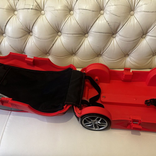 Children's car suitcase, red, 4 wheels, telescopic handle