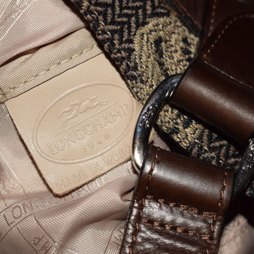 Longchamp Idole fabric and leather vintage handbag like new, brown
