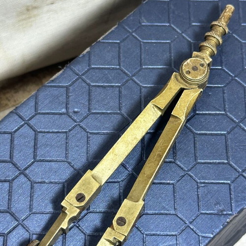 Vintage brass adjustable compass for drawing and cartography used